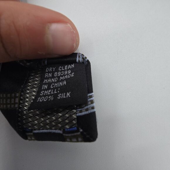 Paul Dione Mens Slik Multi Colored Brown Necktie 57x 4 In Geometric Menswear - Picture 6 of 6